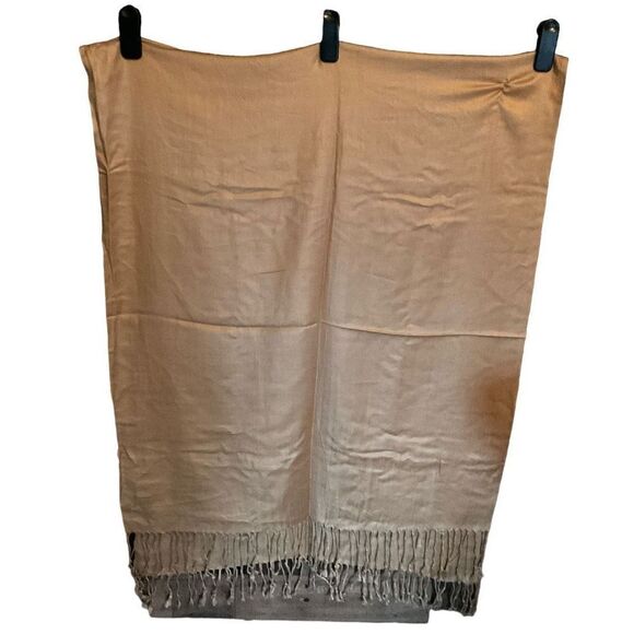Pashmina Wrap Scarf Fringe Edge Golden Tan Color Women 28.5”x74” - Picture 9 of 12